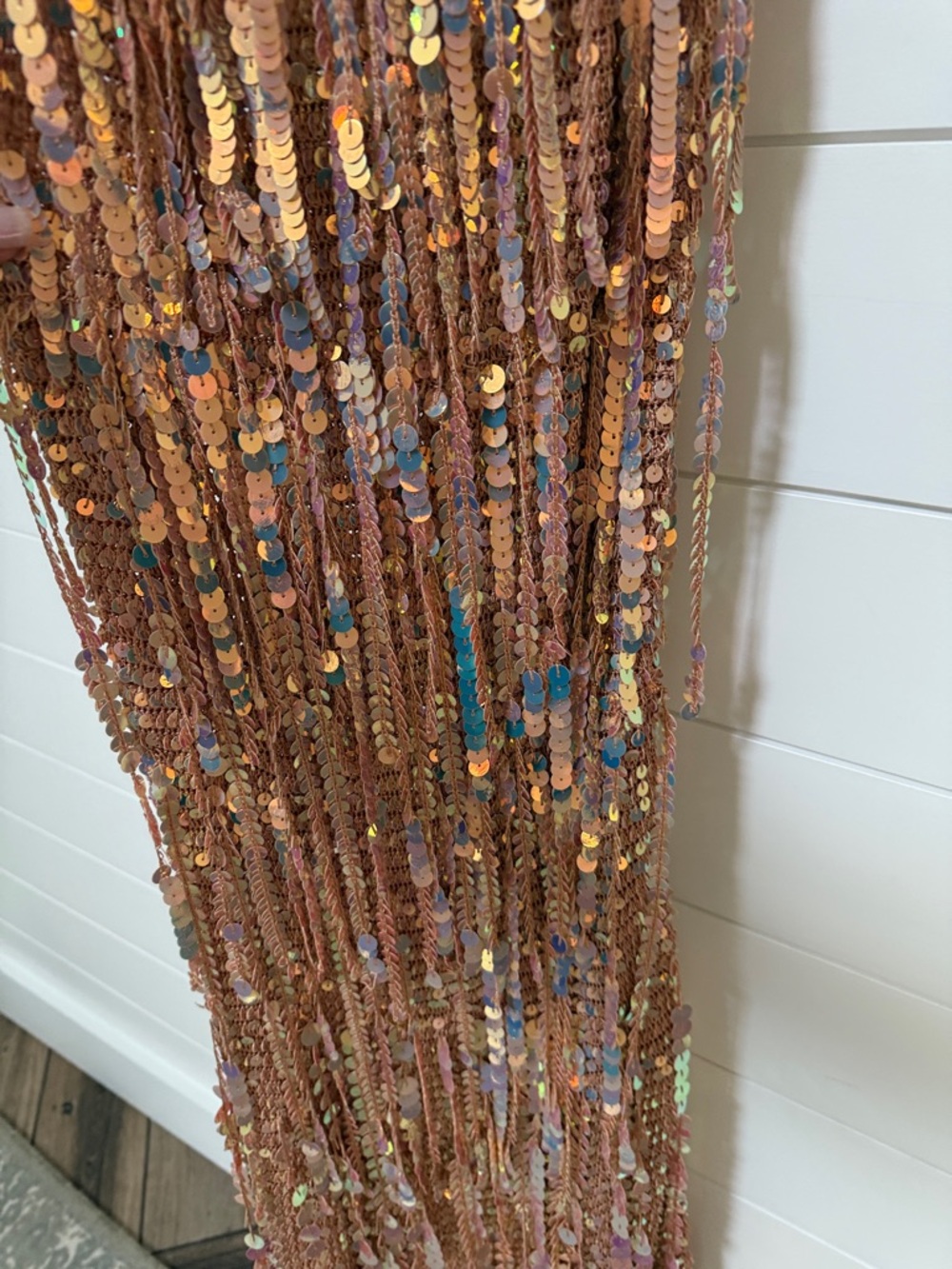 Retrofete Rose Gold Sequin Fringe Maxi Dress - Picture 11 of 15